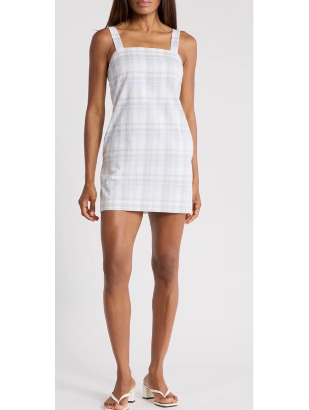 NWT Theory Size 14 PlaidMini Dress with Square Neck and Wide Straps